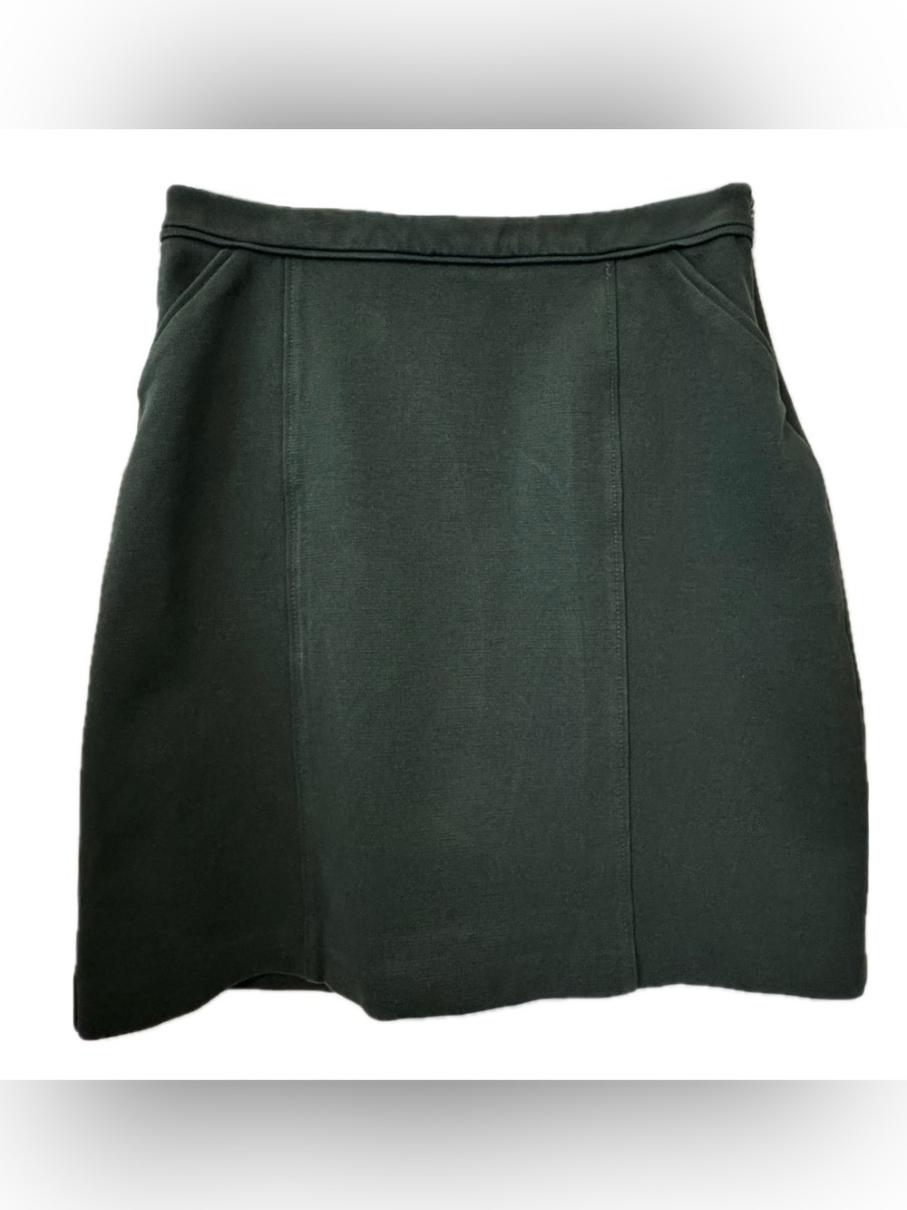 Boden Green Knit Mini Skirt Size 10L Olive w/ Pockets Career Minimalist Classic